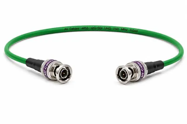 Main image of 12G-SDI BNC to BNC Cable, 4855R,10ft, Green | Premium Mini RG59, 75 Ohm, Supports SD, HD, 3G, 6G & 12G-SDI