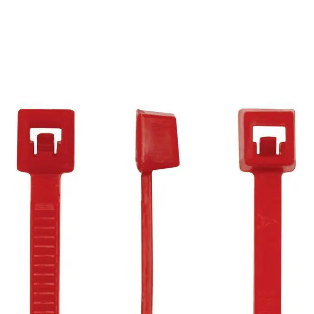 Alt view image 3 of 5 - 4 Inch Cable Ties, 18 Pound Tensile Strength, Made in the USA, MS3367-4-0, UL Listed, CSA Certified, CE and RoHS Compliant (10, Red)