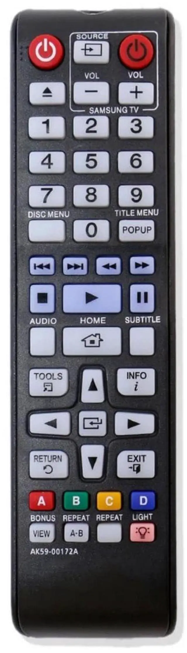 Main image of AK59-00172A DVD Remote Control for Samsung Blu-Ray DVD Disc Player | No programming or pairing needed, Replacement Remote Compatible Models BD-F5700 BD-J5100 BD-J5900 BD-J5700