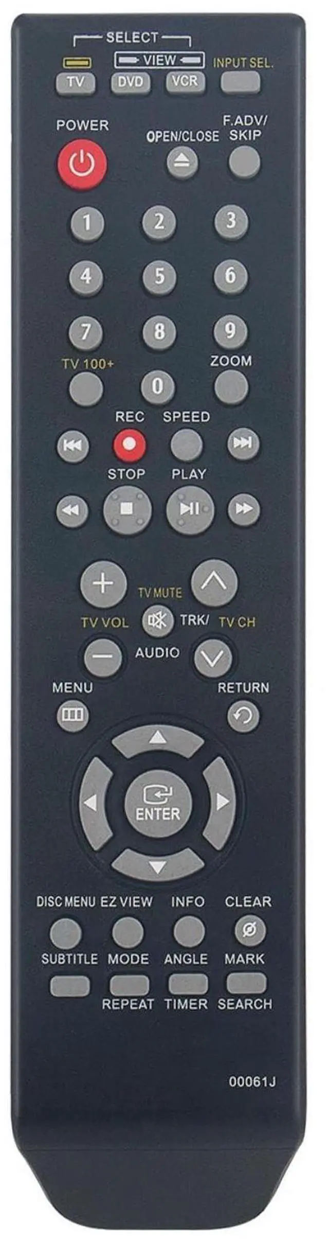 Main image of AK59-00061J DVD Remote Control for Samsung DVD VCR Combo Player | No programming or pairing needed, Replacement Remote Compatible Models DVD-V9700 DVD-V9800 DVD-V9800M