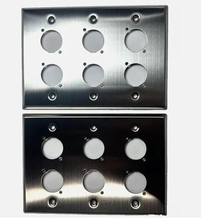 Main image of (2) Two Triple Gang Wall Plate for Six XLR Male/Female "D" Stainless Steel