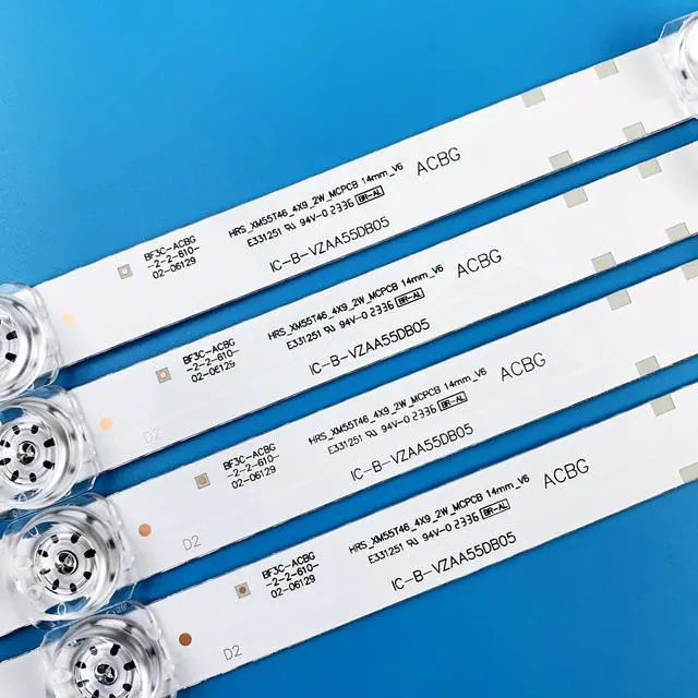 Alt view image 3 of 6 - 4 Pieces LED Backlight Strips for Samsung 55'' TV UN55TU7090G UN55TU7090 UN55NU7095 UN55NU7095G UN55NU7095G_4X9_2W_MCPCB 14MM_V0 E47 HG55AJ630UJJXZ HRS-XM55T46-4X9