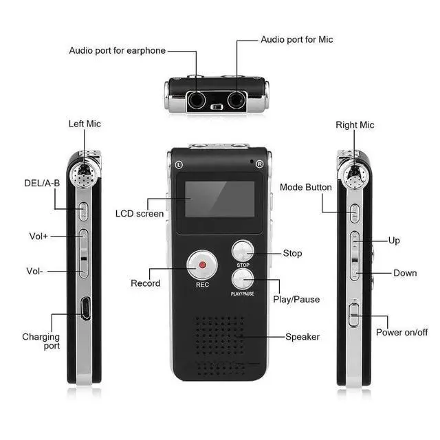 Alt view image 4 of 7 - Paranormal Ghost Hunting Equipment Digital EVP Voice Activated Recorder USB New (8GB Black)