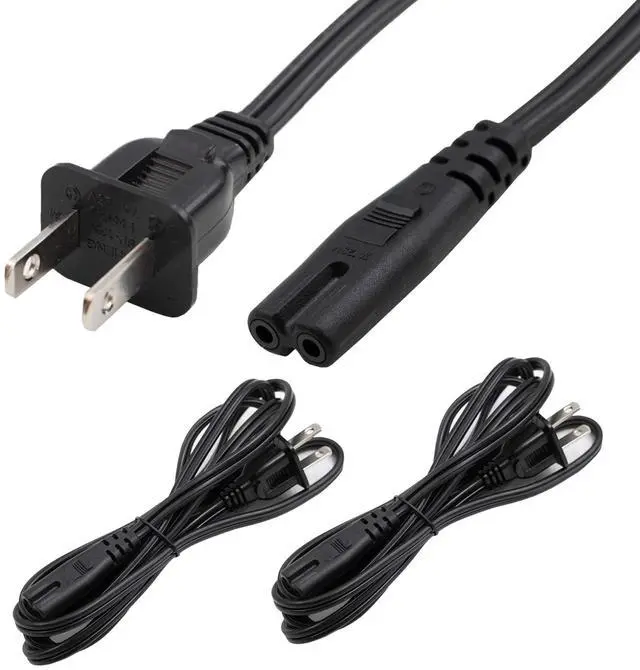 Main image of 6ft (2Pk) 2 Prong C7 Non-Polarized Xbox, PS2, PS3, PS4,PS5 Power Cord/Non-Polarized AC Power Cord, Compatible with Samsung Sony LG TV AppleTV 4K