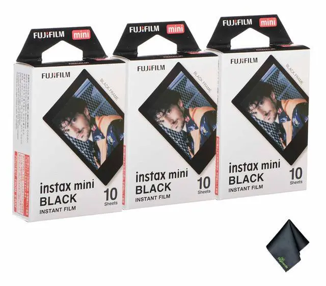 Main image of INSTAX MINI Black Film 30 Exposures Bundle | For Instant Photos, Scrapbooks & Sharing | Includes Cleaning Cloth
