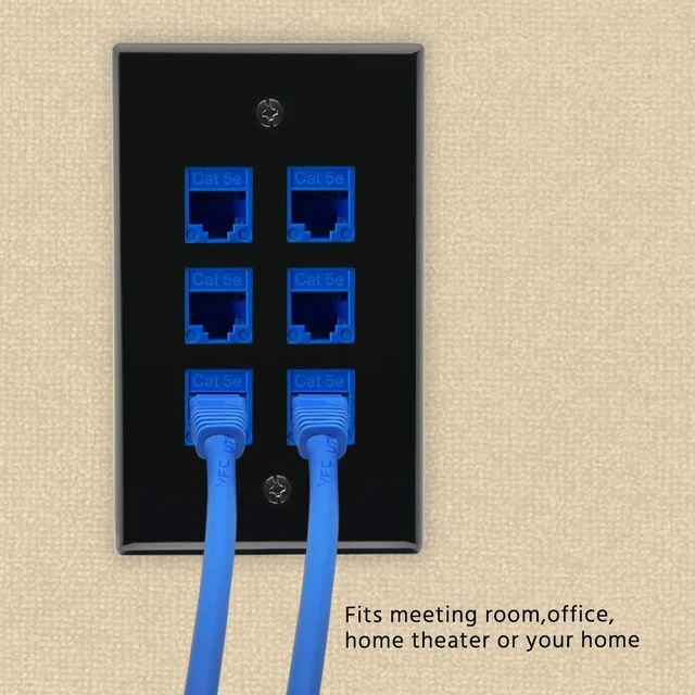 Alt view image 4 of 4 - 6 Port Keystone Jack Wall Plate with Smooth Face (10-Pack, Black)