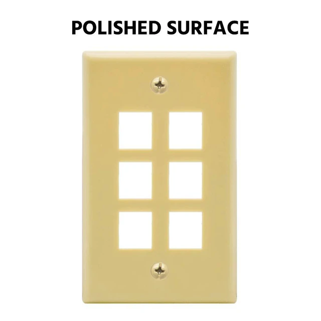 Alt view image 2 of 4 - 6 Port Keystone Jack Wall Plate with Smooth Face (25-Pack, Ivory)