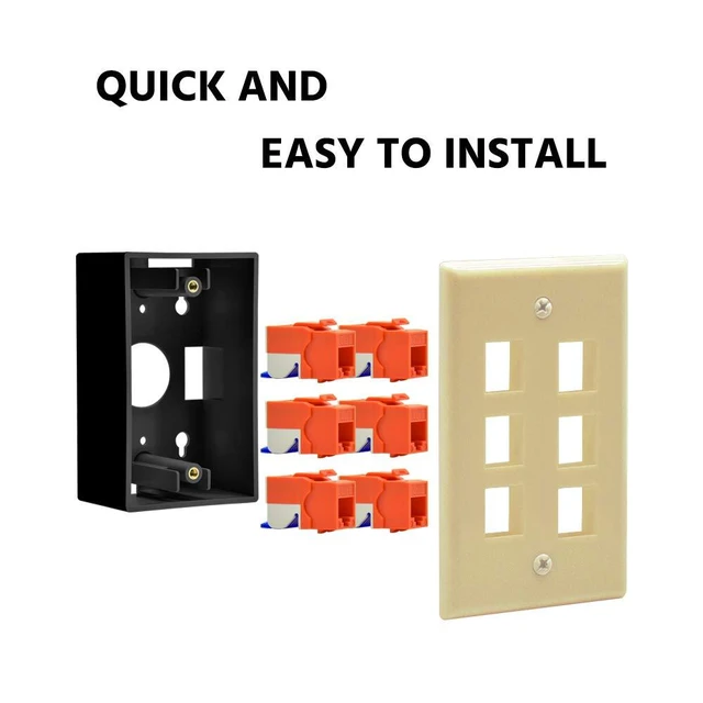 Alt view image 3 of 4 - 6 Port Keystone Jack Wall Plate with Smooth Face (25-Pack, Ivory)