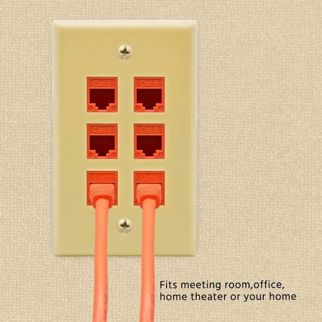 Alt view image 4 of 4 - 6 Port Keystone Jack Wall Plate with Smooth Face (25-Pack, Ivory)
