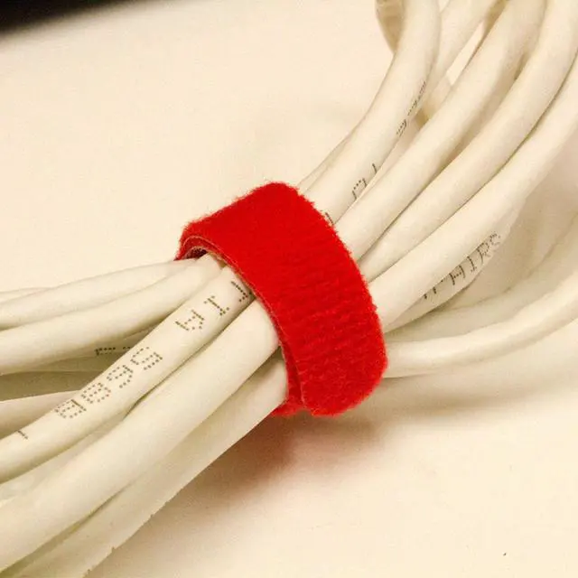 Alt view image 2 of 5 - 6 Inch Hook and Loop Reusable Strap Cable Cord Wire Ties 25 Pack Red