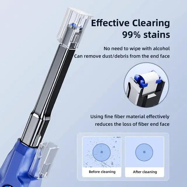 Alt view image 5 of 5 - Optical Fiber Connector Cleaner for MPO/MTP Connector,Fiber Endface Cleans,Over 500 Times Clean(Blue)
