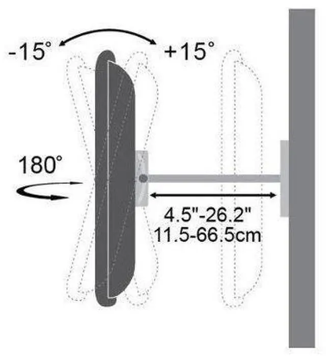 Alt view image 4 of 4 - Universal Full Motion Swivel Articulating Tilt Tilting Single Arm Extra Extended Extension Wall Mount Bracket for LED LCD Plasma TVs for 40" 41" 42" 43" 44" 45" 46" 47" 48" 49" 50" inches