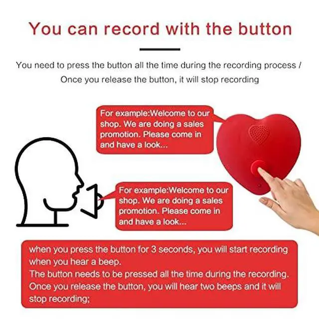 Alt view image 3 of 3 - Music Heart Voice Recorder Sound Box for Stuffed Animals and Gift Boxes (White)