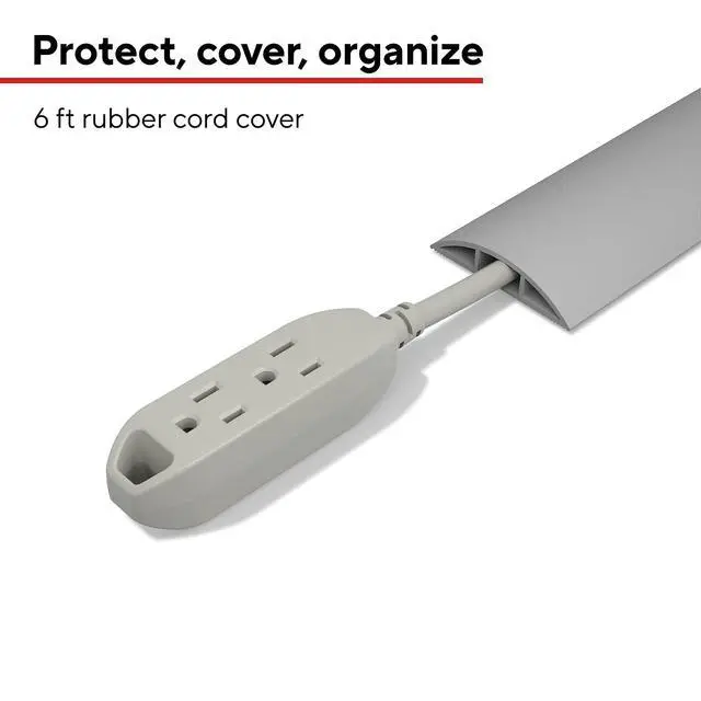 Alt view image 2 of 6 - Cord Covers, 6 ft, Gray, Floor/Wall Cable Concealer to Hide Wires, Paintable Low-Profile Cover