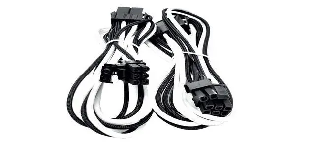 Alt view image 4 of 5 - Premium Sleeved 8 (6+2) Pin PCI-e GPU Power Extension Cable 45cm (1.5ft) White/Black / 2 Pack (F04-8PCE-WBK2P)
