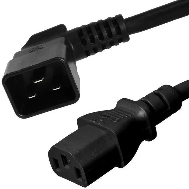 Main image of Left Angled C20 to C13 Power Cord - 2 Foot, 15A/250V, 14/3 AWG, IEC 60320 - Part # IBX-67301-02 (2 ft)