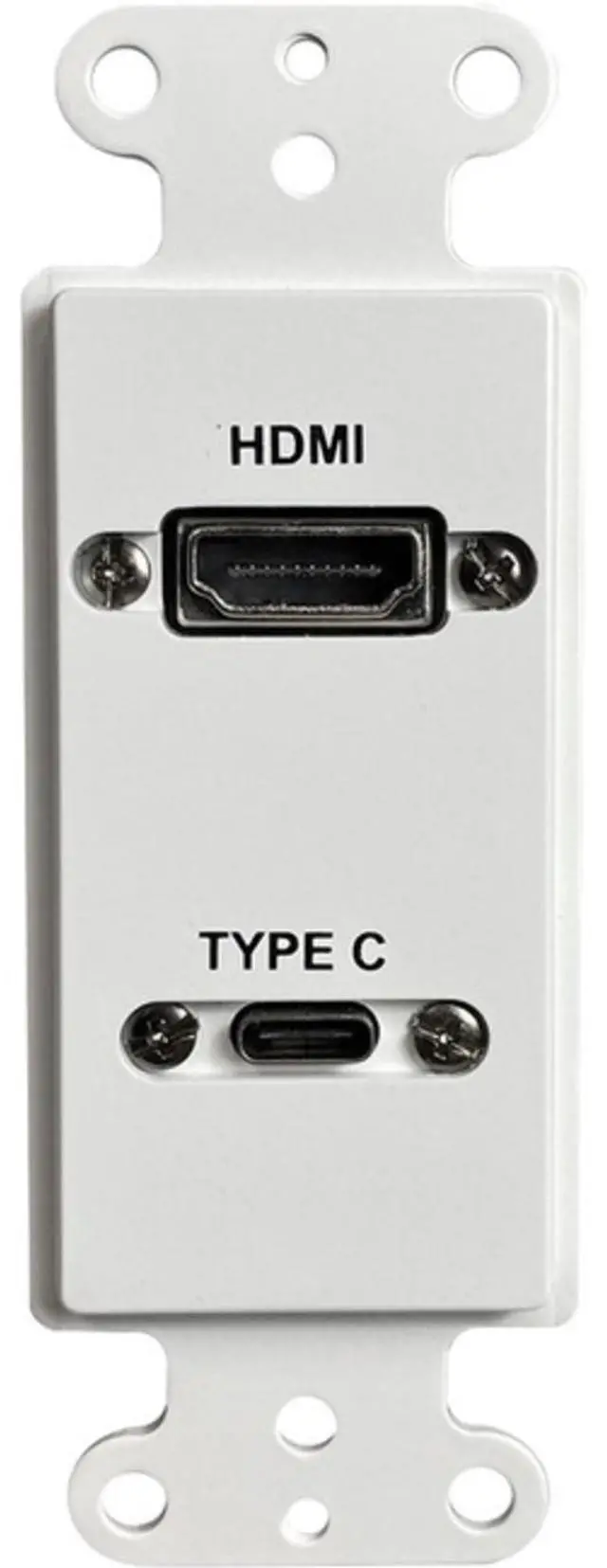 Main image of HDMI And USB-C 3.0 Pass-Through Single Gang Decorative Wall Plate With Pigtail - White
