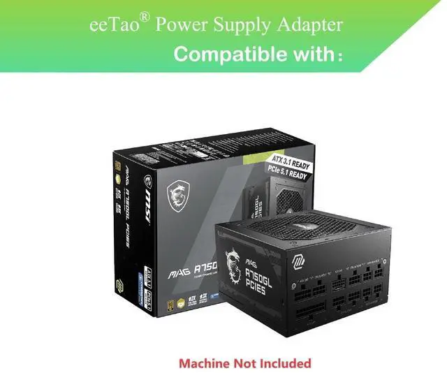 Alt view image 2 of 5 - 3 Prong AC Power Cord Charger for MSI MAG A650GL/ MAG A750GL PCIE5/ MAG A850GL PCIE5/ MAG A1000GL PCIE5 650W-1000W Fully Modular Compact Gaming Charging Cable Power Supply 100V-240V