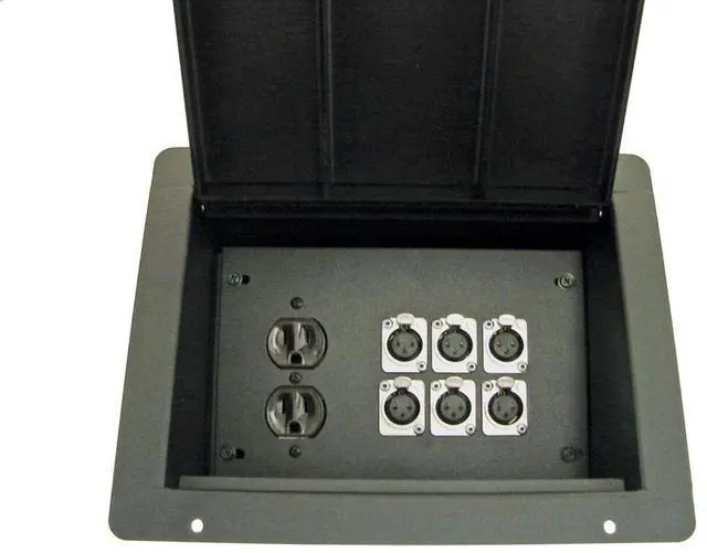 Main image of ProCraft Pro Audio Floor Pocket Box AC Duplex 6 XLR/Channels Any Config | Recessed floor pocket box with AC duplex and six configurable XLR channels for AV installations