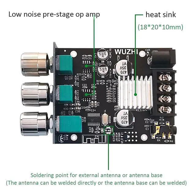 Alt view image 3 of 7 - BT5.0 Amplifier Board, DC 9~24V 3A Digital Power Amp Audio Board Module Mobile App Control for Home Theatre System