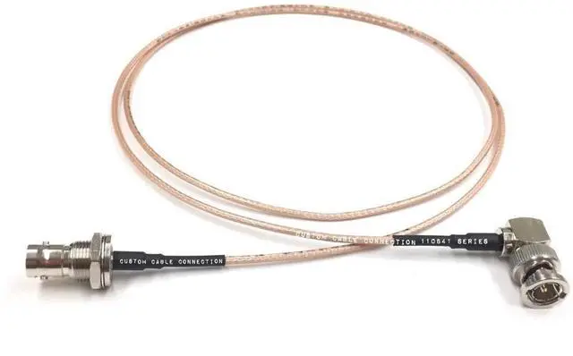 Alt view image 2 of 2 - 1 Foot HD-SDI RG179 Right Angle Male BNC to Female Bulkhead BNC (75 Ohm) Cable for BMCC BMPC Hyperdeck Cameras