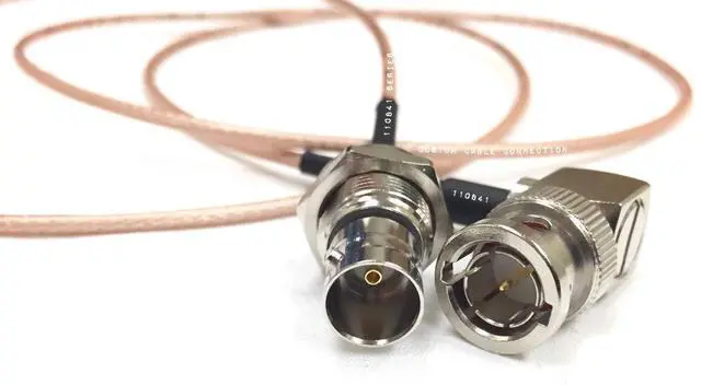 Main image of 1 Foot HD-SDI RG179 Right Angle Male BNC to Female Bulkhead BNC (75 Ohm) Cable for BMCC BMPC Hyperdeck Cameras