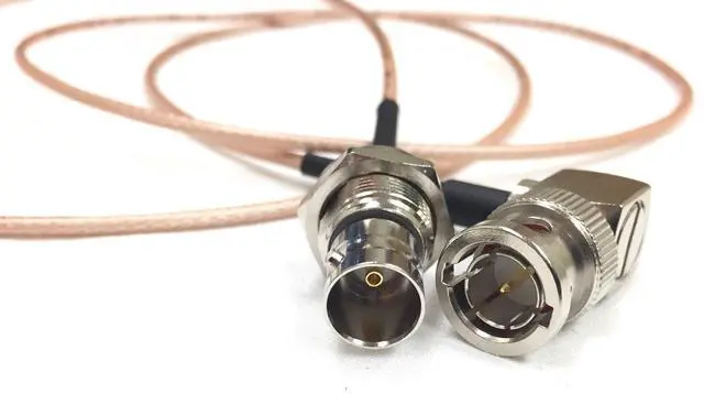 Main image of 1.5 Foot BNC Right Angle Male to BNC Female Bulkhead RG179 75 Ohm Extension Cable by