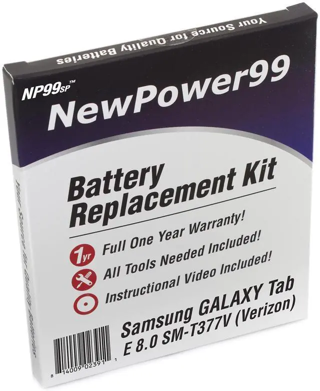 Main image of NewPower99 Battery Replacement Kit with Battery, Instructions and Tools for Samsung Galaxy Tab E 8.0 SM-T377V (Verizon)