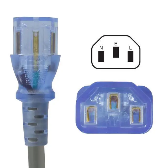 Alt view image 3 of 3 - 25117 10-Amp 125-Volt Hospital Grade/Green Dot Cord 15-Foot SJT 18/3 105C NEMA 5-15P to IEC 320-C13