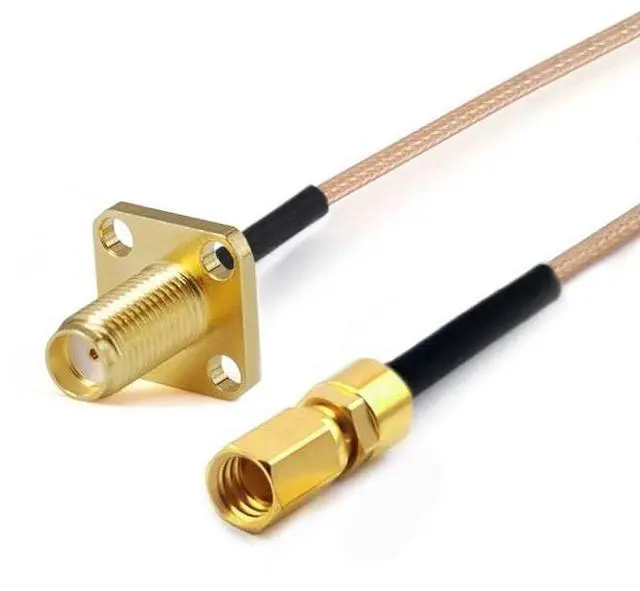 Main image of RF Cable Assembly, SMA Female 4-Hole Flange to SSMC Female, RG178 Flexible Coax, DC-3GHz (2000 mm)