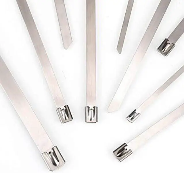 Alt view image 2 of 3 - SYD 12 Inch Metal Cable Ties (100 Pieces) Heavy Duty 304 Stainless Steel Zip Ties (Natural)