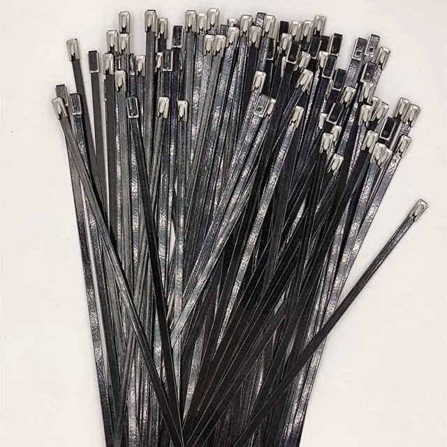 Alt view image 2 of 5 - SYD 12 Inch Metal Cable Ties (100 Pieces) Heavy Duty 304 Stainless Steel Zip Ties (BLACK)