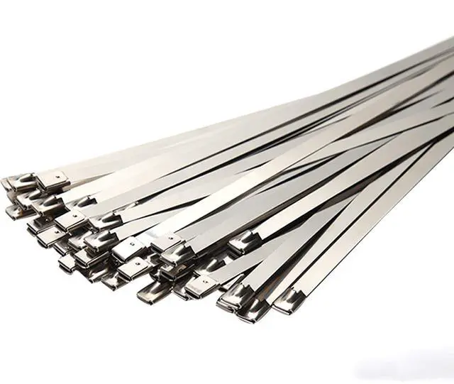 Main image of SYD 12 Inch Metal Cable Ties (100 Pieces) Heavy Duty 304 Stainless Steel Zip Ties (Natural)