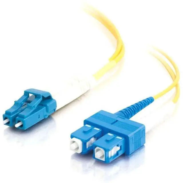 Main image of 26260 OS2 Fiber Optic Cable - LC-SC 9/125 Duplex Single-Mode PVC Fiber Cable, Yellow (6.6 Feet, 2 Meters)