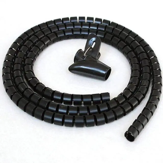 Main image of 5ft Split Loom Cable Wrap, Black, 20mm Diameter, Sprial Cable Zip Wrap, Cord Organizer Wraps with Tool