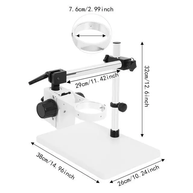 Alt view image 5 of 7 - 360° Rotating Binocular/Tribocular Microscope Bracket, Horizontally and Vertically Adjustable Microscope Stand 76mm Inner Diameter for Science, Laboratory, Industry