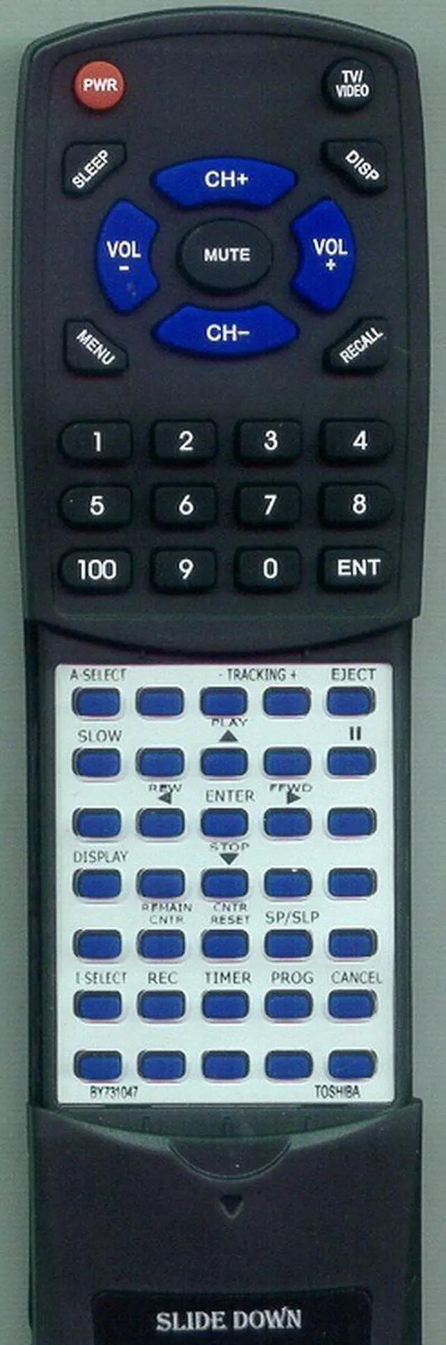 Main image of Replacement Remote Control for Toshiba VC617, W614R, BY730784, W515, BY731047