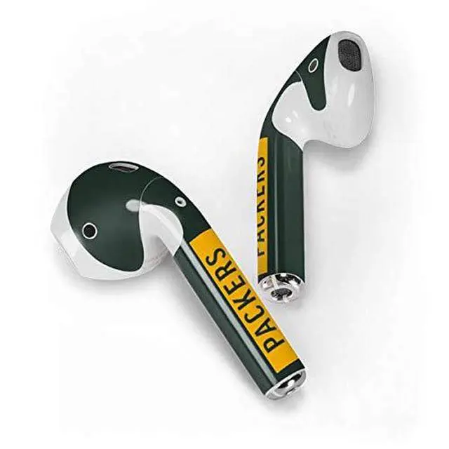 Alt view image 2 of 3 - Decal Audio Skin Compatible with Apple AirPods 2 - Officially Licensed NFL Green Bay Packers Green Performance Series Design