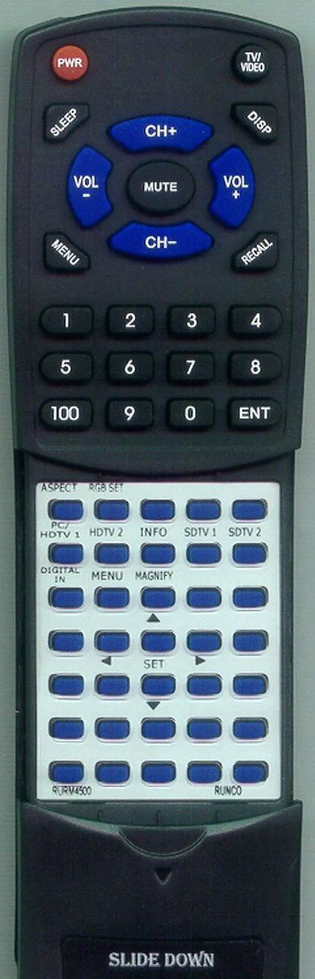 Main image of Replacement Remote Control for RUNCO CINEMAWALL CW43MC, CW50MC, RURM4500