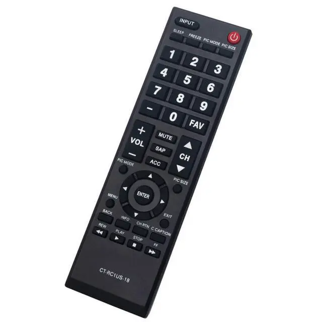 Alt view image 2 of 5 - CT-RC1US-18 TV Remote Control for Toshiba TV in Living Rooms or Rooms | Replacement Remote Compatible Models 32L220U19 32L310U20 32L310U18 49L510U18 55L510U18