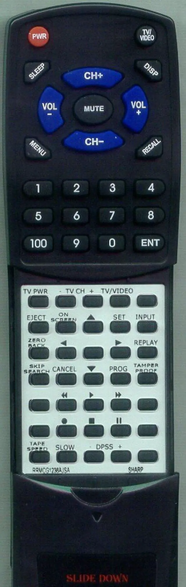 Main image of Replacement Remote Control for Sharp VCA410U, VCH810U, VCA411U, A812, VCH810