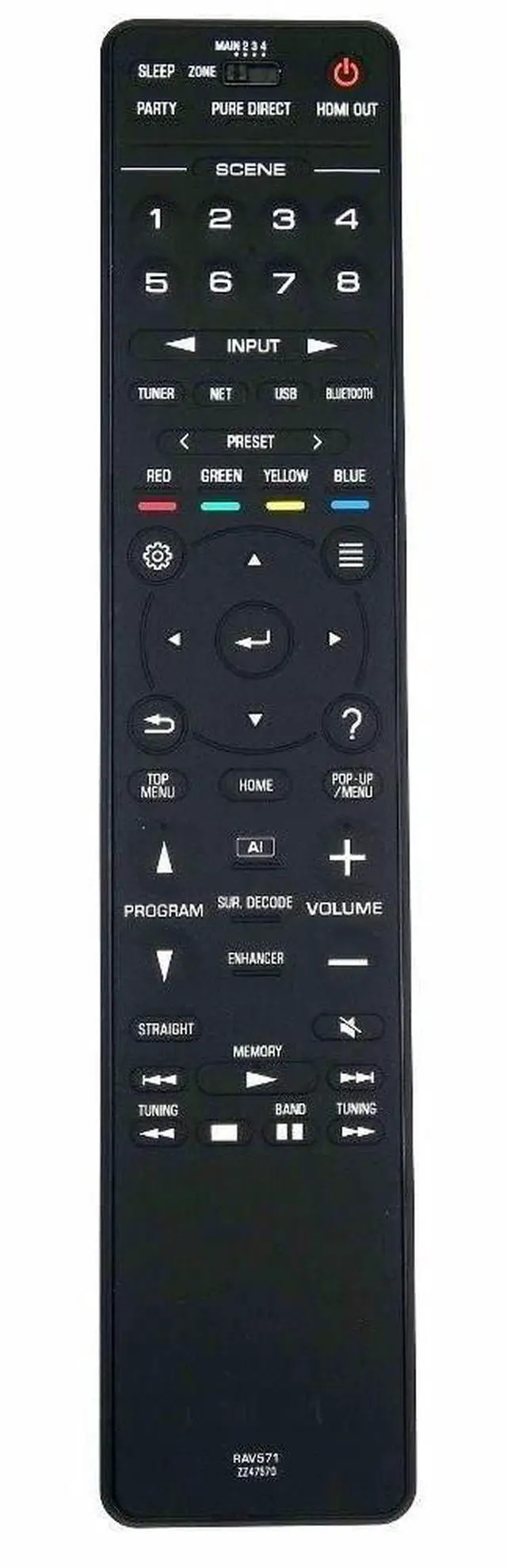 Main image of Remote Control Controller Replacement for Yamaha AV Receiver RXA2080, RX-A2080, RXA3080, RX-A3080, RX-V2085, RXV2085