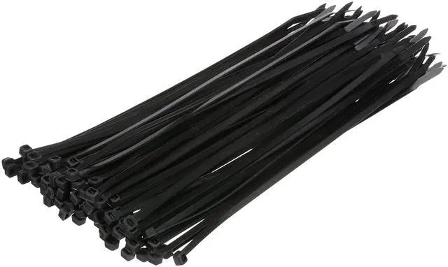 Main image of Cable Ties, 11 In. Long, 50 Lbs. Max Load, UV Black, Pack of 100