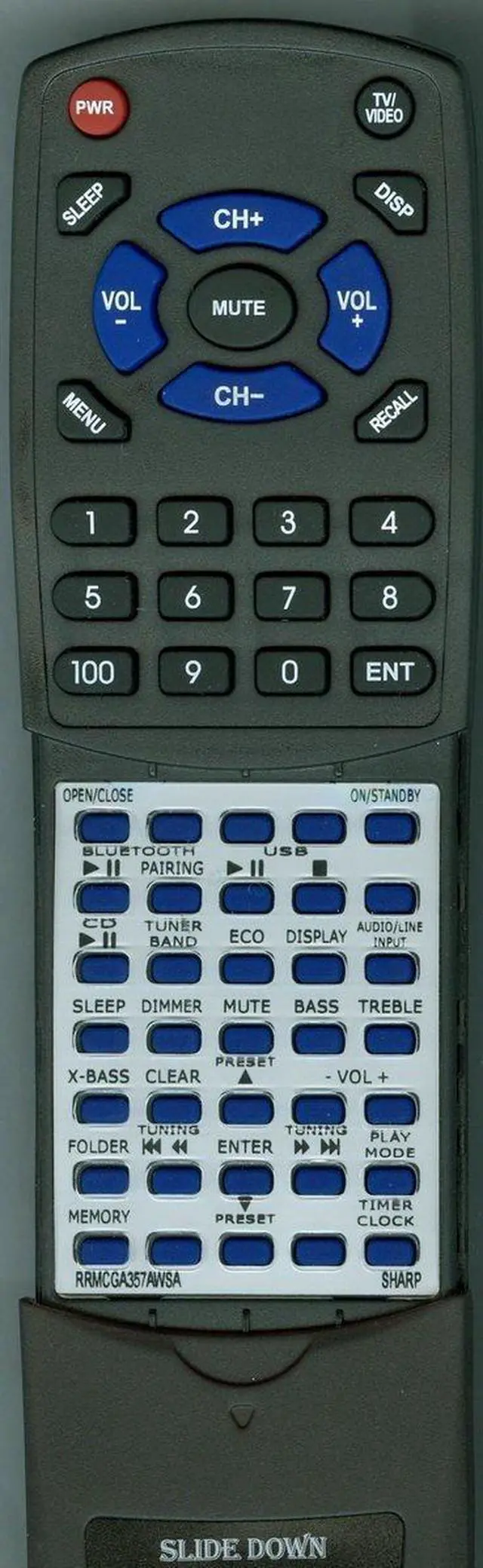 Main image of Replacement Remote Control for Sharp RRMCGA357AWSA, XLHF102B, XL-HF102B