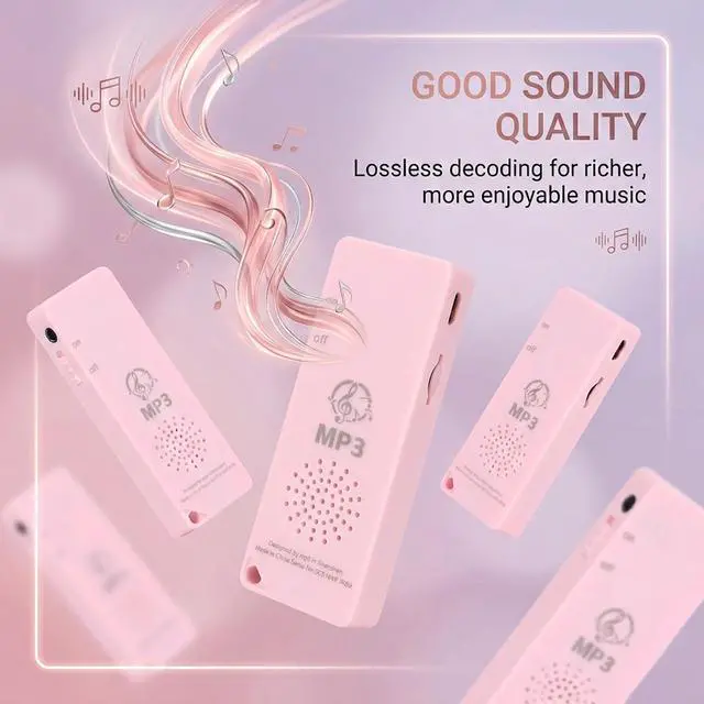 Alt view image 3 of 7 - 64GB MP3 Player No Bluetooth, Lossless Sound Portable Music Player for Kids Running Cycling, Small MP3 Player Without WiFi Support Memory Card, Roseate