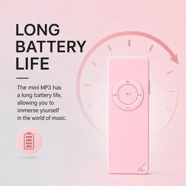 Alt view image 4 of 7 - 64GB MP3 Player No Bluetooth, Lossless Sound Portable Music Player for Kids Running Cycling, Small MP3 Player Without WiFi Support Memory Card, Roseate