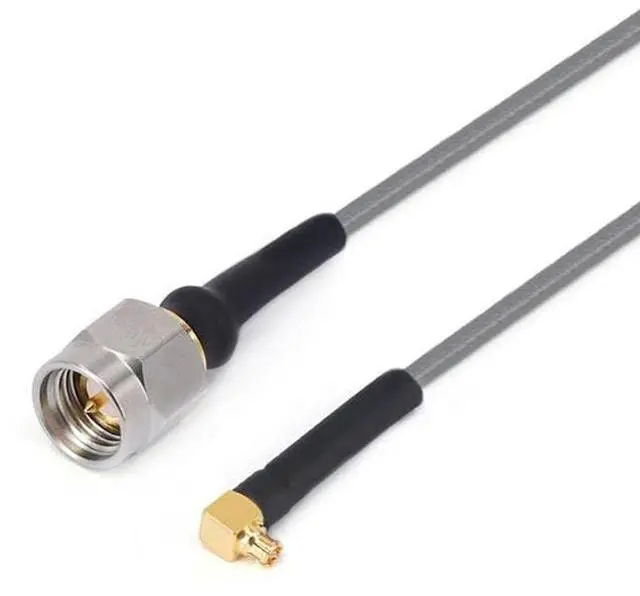 Main image of RF Cable Assembly, SMA Male to GPPO (mini-SMP, SMPM) Female Right Angle, DC-26.5GHz, Low Loss Phase Stable (100 mm)