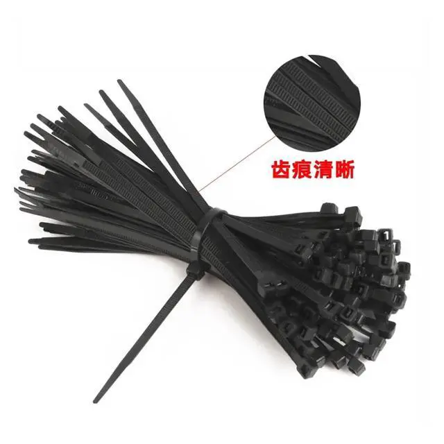 Alt view image 4 of 7 - Self-Locking Plastic Nylon Tie 100 PCS Black 5X300cable Tie Fastening Ring3X200 Cable Tie Zip Wraps Strap Nylon Cable Set(5x300mm)
