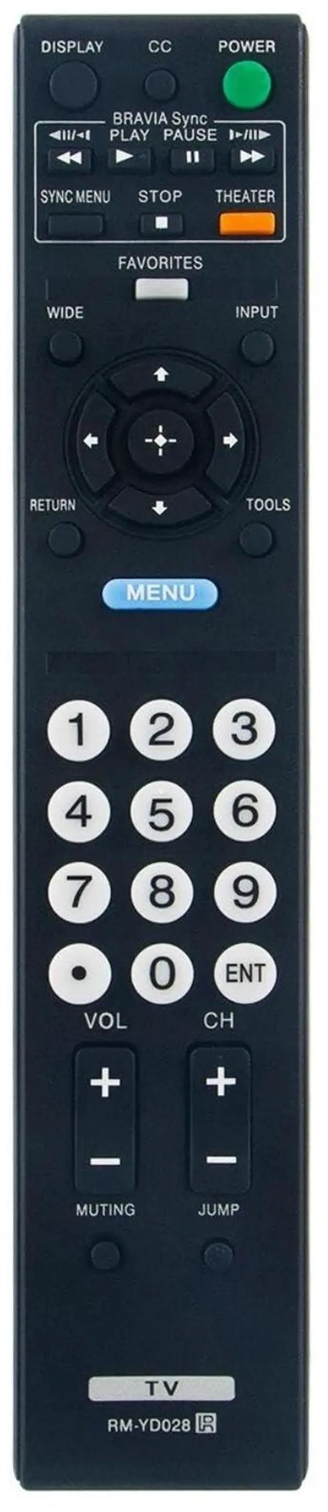 Main image of RM-YD028 TV Remote Control for Sony TV in Living Rooms or Rooms | Size approximately About 8 x 2 x 0.6 in, Replacement Remote Compatible Models KDL-19L5000 KDL19M4000 KDL19M4000/D