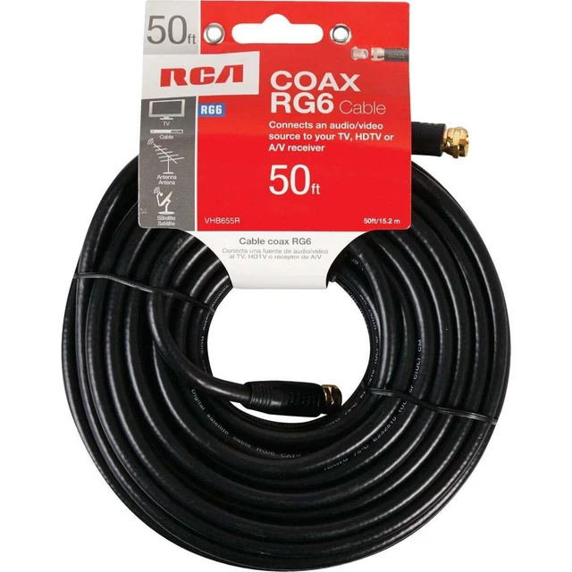 Alt view image 2 of 3 - VHB655R RG6 Coaxial Cable (50ft; Black)